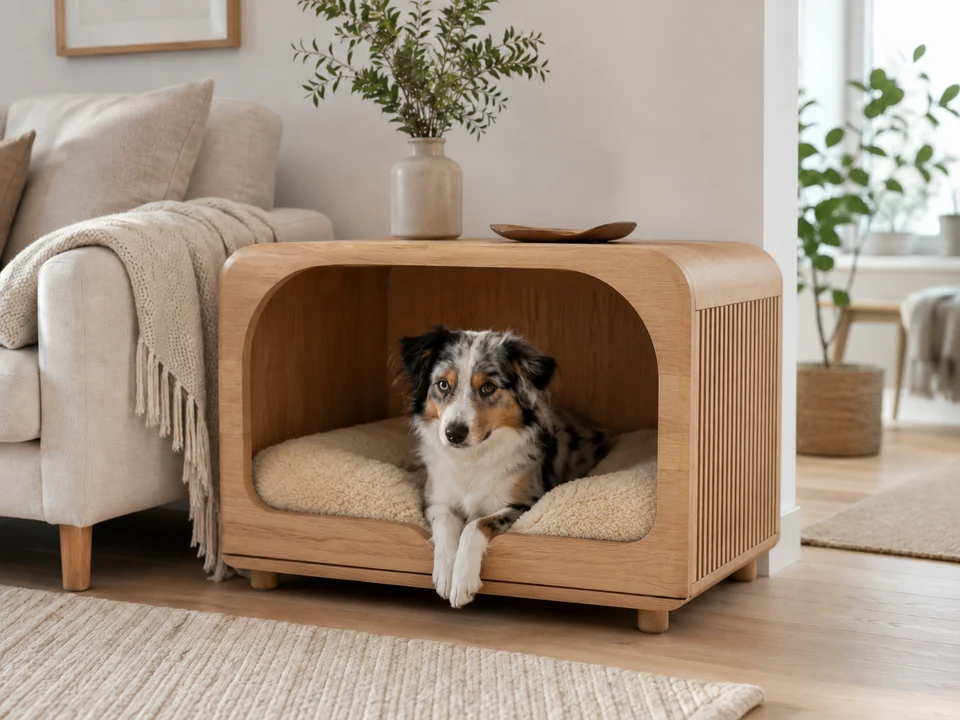 En hund som hviler inne i REIR
